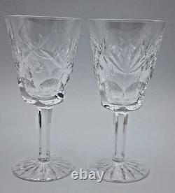 Waterford Crystal Ashling Pattern White Wine Glasses ca 5 5/8 Tall Set of 4