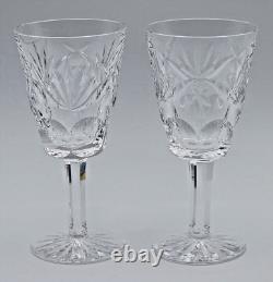 Waterford Crystal Ashling Pattern White Wine Glasses ca 5 5/8 Tall Set of 4