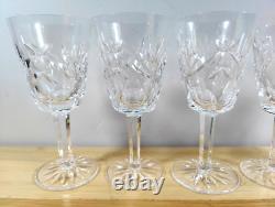 Waterford Crystal Ashling Pattern White Wine Glasses ca 5 5/8 Tall Set of 5