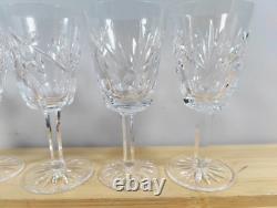 Waterford Crystal Ashling Pattern White Wine Glasses ca 5 5/8 Tall Set of 5