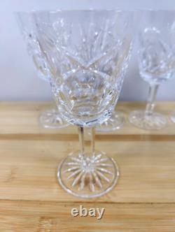 Waterford Crystal Ashling Pattern White Wine Glasses ca 5 5/8 Tall Set of 5