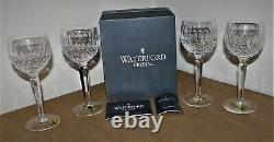 Waterford Crystal Box of 4 Tall Colleen Wine Hock Glasses 8oz-7.5 RARE-NOS NIB