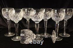 Waterford Crystal Boyne 8 Hock Wine Glasses Goblet Cut Criss Cross 7 3/8 Tall