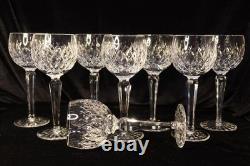 Waterford Crystal Boyne 8 Hock Wine Glasses Goblet Cut Criss Cross 7 3/8 Tall