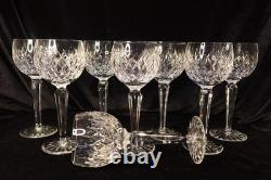 Waterford Crystal Boyne 8 Hock Wine Glasses Goblet Cut Criss Cross 7 3/8 Tall