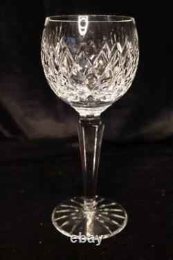 Waterford Crystal Boyne 8 Hock Wine Glasses Goblet Cut Criss Cross 7 3/8 Tall