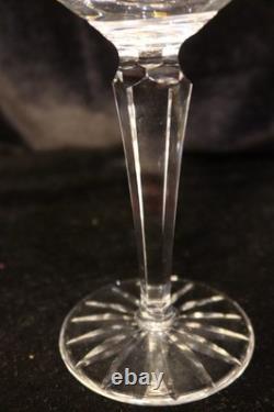 Waterford Crystal Boyne 8 Hock Wine Glasses Goblet Cut Criss Cross 7 3/8 Tall