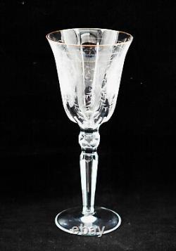 Waterford Crystal Charlemont 6 Wine Glasses, Etched Scrolls Gold Rims