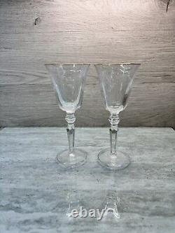 Waterford Crystal Charlemont Pattern Wine Glasses 7 7/8 Gold Rimset Of 2