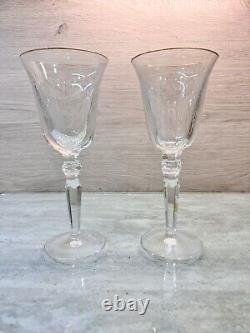 Waterford Crystal Charlemont Pattern Wine Glasses 7 7/8 Gold Rimset Of 2