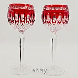Waterford Crystal Claredon Ruby Red Wine Hocks Wine Glasses Set of 2