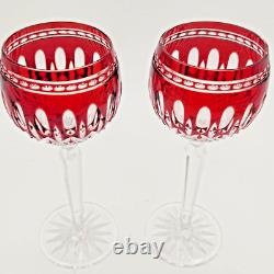 Waterford Crystal Claredon Ruby Red Wine Hocks Wine Glasses Set of 2