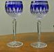 Waterford Crystal Clarendon Cobalt Blue Pair Of Wine Hock Glasses