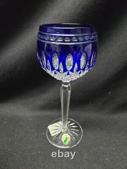 Waterford Crystal Clarendon Cobalt Hock Wine Glasses, Set of 6 in Original Box