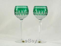 Waterford Crystal Clarendon Emerald Green Hock Wine Glasses