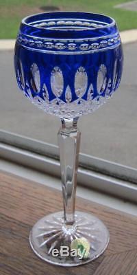 Waterford Crystal Cobalt Blue Cut To Clear Clarendon Wine Hock Goblet