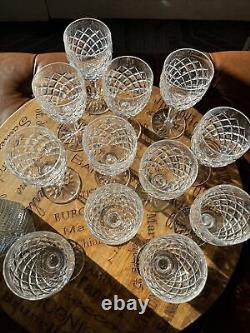 Waterford Crystal Comeragh Wine Goblets Glasses 7 Tall Heavy Gothic Stamp Set 6