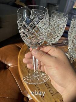 Waterford Crystal Comeragh Wine Goblets Glasses 7 Tall Heavy Gothic Stamp Set 6