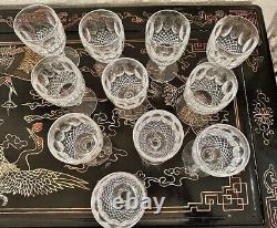 Waterford Crystal Cut Wine Glass 11 Set #2 Clear Glasses Signed Excellent Rare