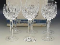 Waterford Crystal Ireland Older Lismore Set Of 6 Wine Hock Goblets In Box