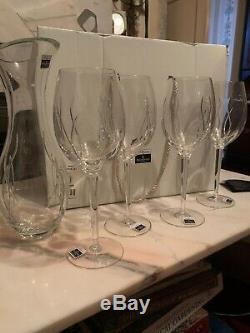 Waterford Crystal John Rocha 4 Wine Goblets Glasses & Carafe 25cm