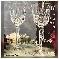 Waterford Crystal Kelsey Platinum Wine Glasses Vintage 7 5/8 Set Of 2