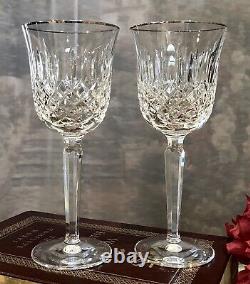 Waterford Crystal Kelsey Platinum Wine Glasses Vintage 7 5/8 Set Of 2