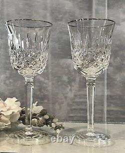 Waterford Crystal Kelsey Platinum Wine Glasses Vintage 7 5/8 Set Of 2