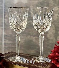 Waterford Crystal Kelsey Platinum Wine Glasses Vintage 7 5/8 Set Of 2