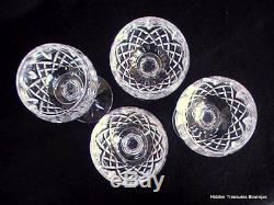 Waterford Crystal Lismore 4 Wine Hock Glasses Vertical Cut Multisided Stem Beaut