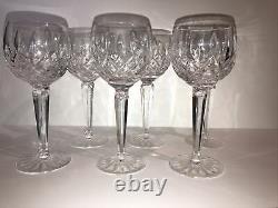 Waterford Crystal Lismore Balloon Wine Glass 7 1/2 Set of 6 Signed