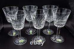 Waterford Crystal Lismore Claret Wine Glasses Set of 6 5 7/8 BOX FREE SHIP