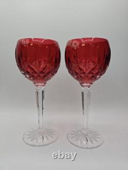 Waterford Crystal Lismore Crimson Hock Wine Glasses Red Waterford Glasses Pair