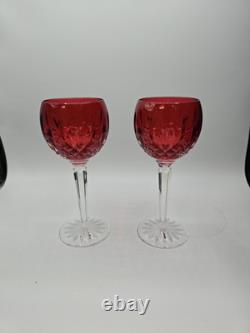 Waterford Crystal Lismore Crimson Hock Wine Glasses Red Waterford Glasses Pair