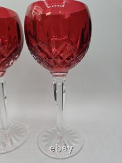 Waterford Crystal Lismore Crimson Hock Wine Glasses Red Waterford Glasses Pair