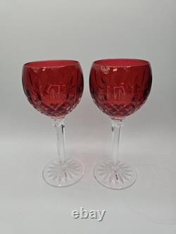 Waterford Crystal Lismore Crimson Hock Wine Glasses Red Waterford Glasses Pair