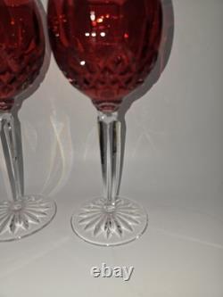 Waterford Crystal Lismore Crimson Hock Wine Glasses Red Waterford Glasses Pair