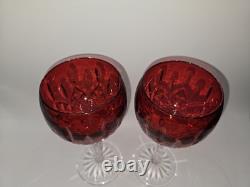 Waterford Crystal Lismore Crimson Hock Wine Glasses Red Waterford Glasses Pair