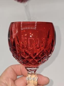 Waterford Crystal Lismore Crimson Hock Wine Glasses Red Waterford Glasses Pair