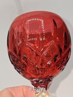 Waterford Crystal Lismore Crimson Hock Wine Glasses Red Waterford Glasses Pair
