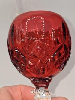Waterford Crystal Lismore Crimson Hock Wine Glasses Red Waterford Glasses Pair