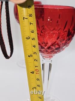 Waterford Crystal Lismore Crimson Hock Wine Glasses Red Waterford Glasses Pair