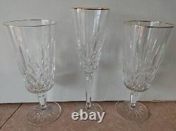 Waterford Crystal Lismore Large Gold rimmed Wine/Water Glasses & Champagne Flute