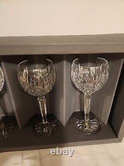 Waterford Crystal Lismore Pattern 4 Wine Hocks Goblets Glasses 6 oz 7 3/8 NIB