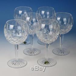 Waterford Crystal Lismore Pattern 6 Balloon Wine Stems Glasses 7 inches
