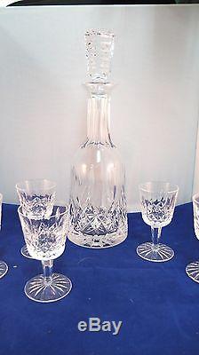 Waterford Crystal Lismore Pattern Wine Decanter and 7 Port Wine 4¼ Glasses