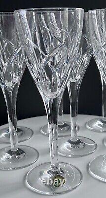 Waterford Crystal MERRILL Wine Glasses Swirl Cut set of 8