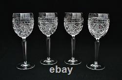 Waterford Crystal Overture Pattern (4) 8 Wine Glasses Etch Signed On Base