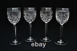 Waterford Crystal Overture Pattern (4) 8 Wine Glasses Etch Signed On Base