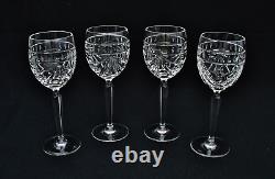 Waterford Crystal Overture Pattern (4) 8 Wine Glasses Etch Signed On Base